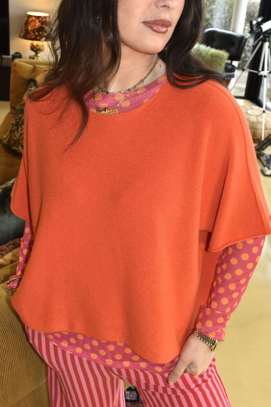 Bobby Mesh Layering Top Dopamine Dot Hot Pink Sunset